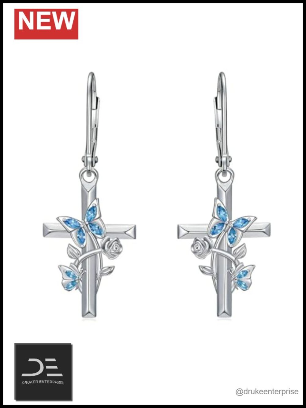 Sterling Silver Butterfly Dangle Earrings Women 925 Leverback
